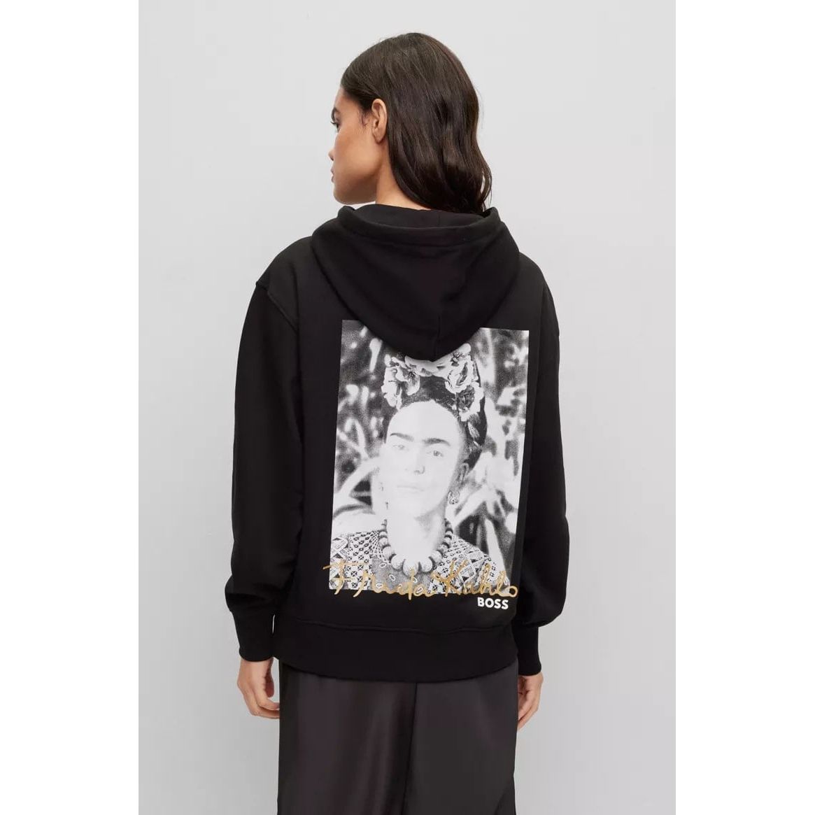 BOSS RELAXED-FIT COTTON-TERRY HOODIE WITH FRIDA KAHLO GRAPHIC - Yooto