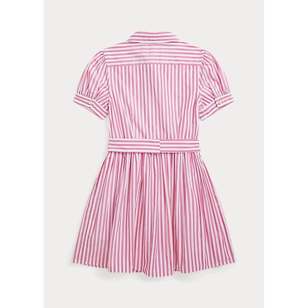 POLO RALPH LAUREN STRIPED BELTED COTTON POPLIN SHIRTDRESS - Yooto