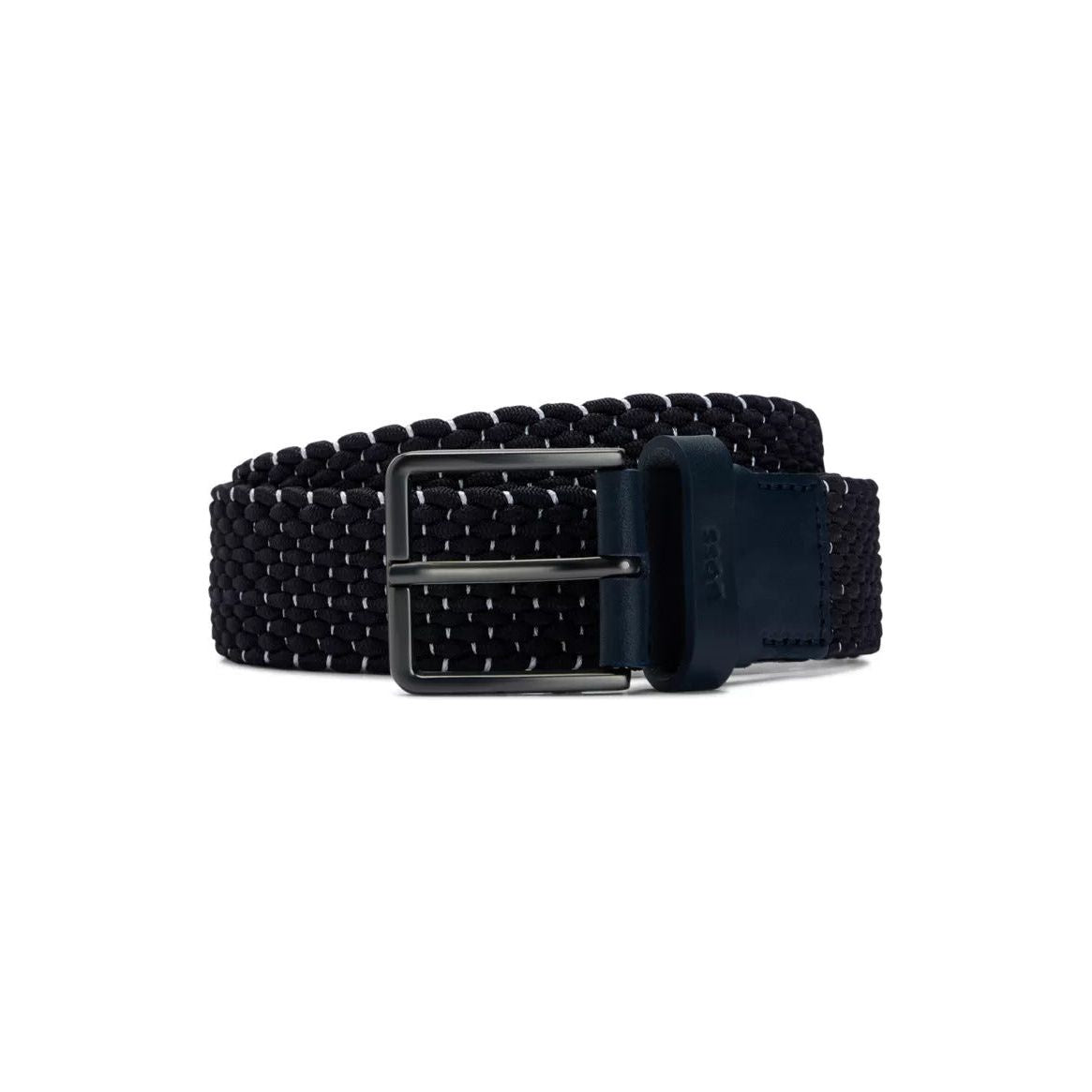 BOSS WOVEN BELT WITH LEATHER TRIMS AND CONTRASTING COLOUR DETAIL - Yooto