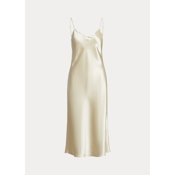 POLO RALPH LAUREN MULBERRY SILK MIDI SLIP DRESS - Yooto