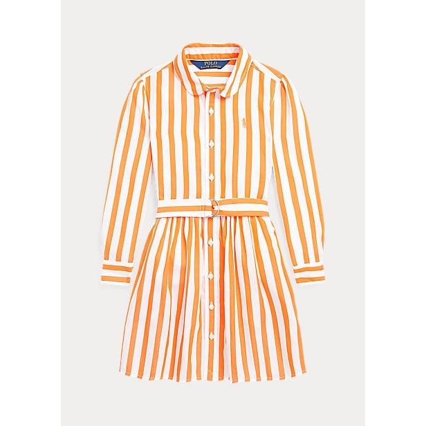 POLO RALPH LAUREN STRIPED COTTON POPLIN BELTED SHIRTDRESS - Yooto