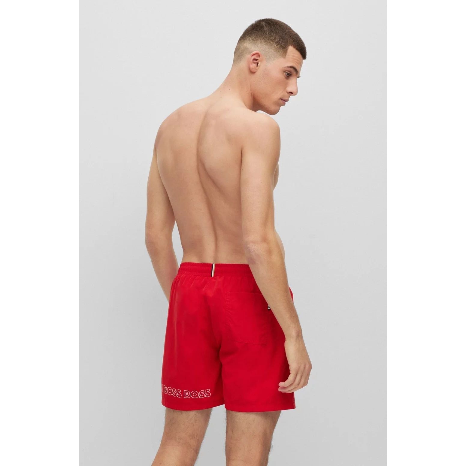 BOSS RECYCLED-MATERIAL SWIM SHORTS WITH REPEAT LOGOS - Yooto