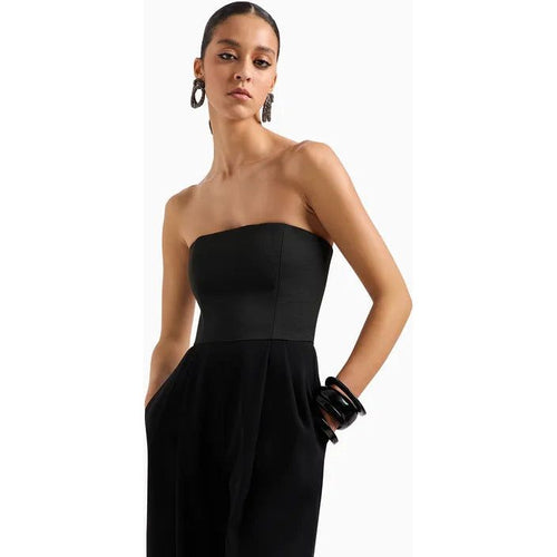 Load image into Gallery viewer, EMPORIO ARMANI TECHNO CADY JUMPSUIT WITH STRAPLESS BODICE IN OTTOMAN FABRIC - Yooto
