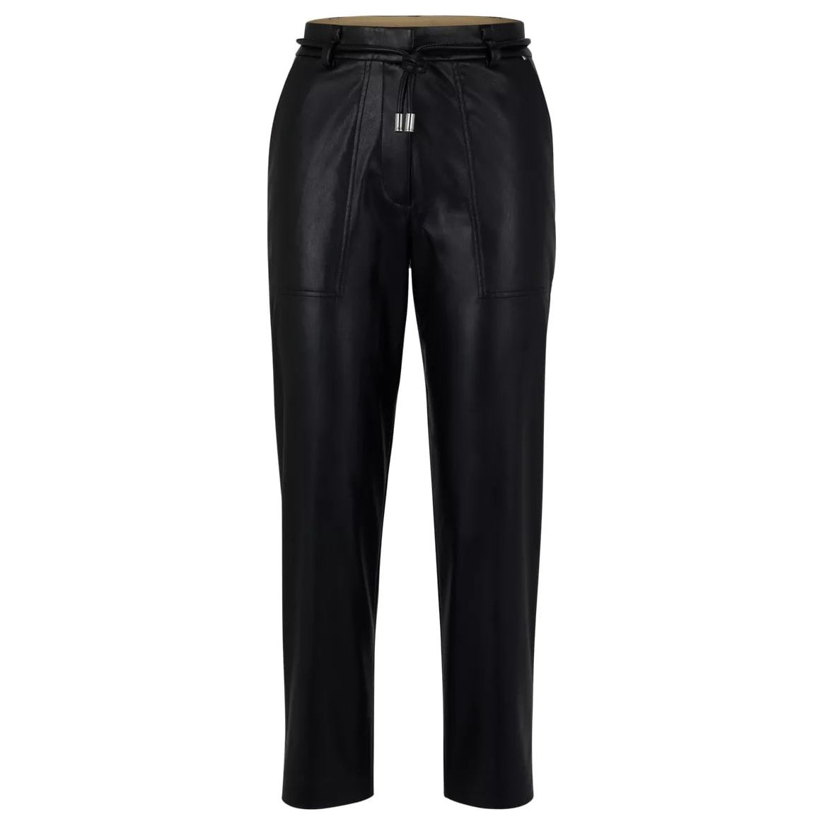 BOSS  TAPERED-FIT CROPPED TROUSERS IN FAUX LEATHER - Yooto