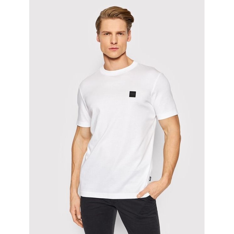 BOSS ORGANIC-COTTON T-SHIRT WITH LOGO BADGE - Yooto