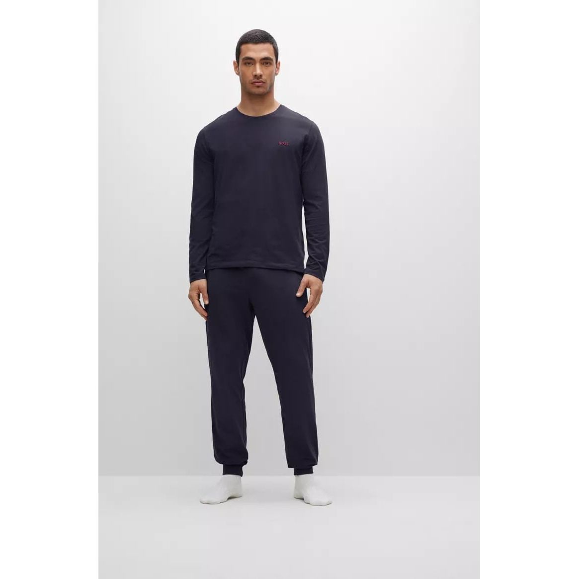 BOSS STRETCH-COTTON TRACKSUIT BOTTOMS WITH EMBROIDERED LOGO - Yooto