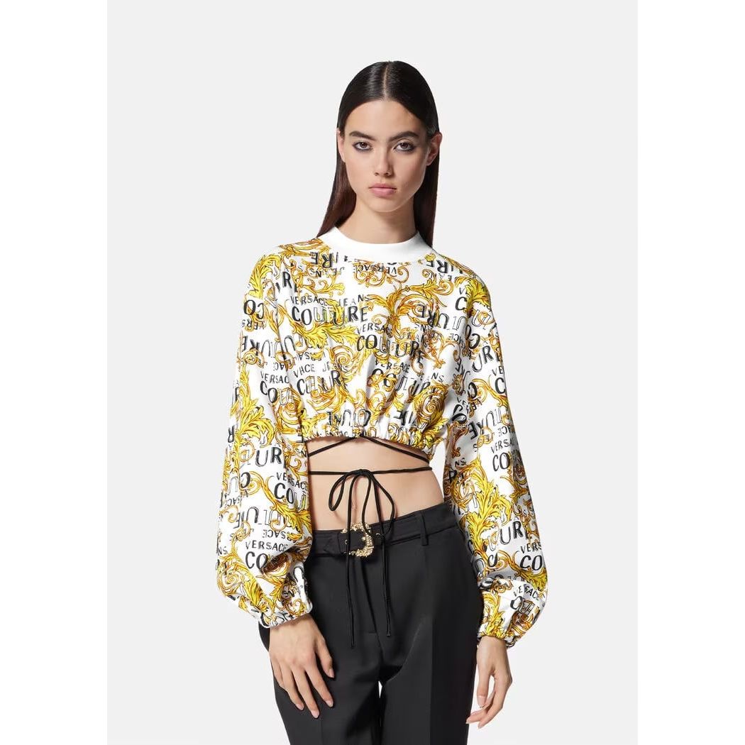 VERSACE JEANS COUTURE LOGO COUTURE CROP SWEATSHIRT - Yooto