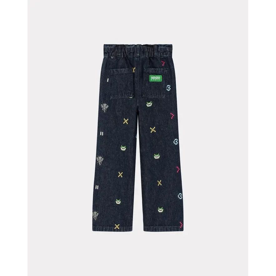 KENZO KIDS 'JUNGLE GAME' EMBROIDERED JEANS - Yooto