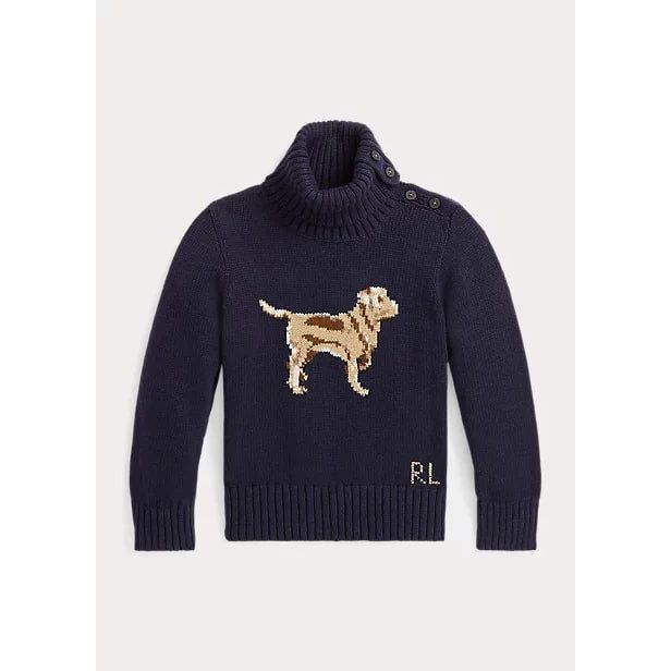 POLO RALPH LAUREN COTTON BLEND TURTLENECK WITH DOG - Yooto