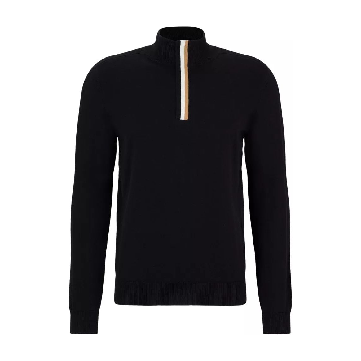 BOSS REGULAR-FIT TROYER SWEATER IN COTTON AND VIRGIN WOOL - Yooto