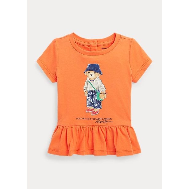 POLO RALPH LAUREN POLO BEAR COTTON JERSEY PEPLUM TEE - Yooto