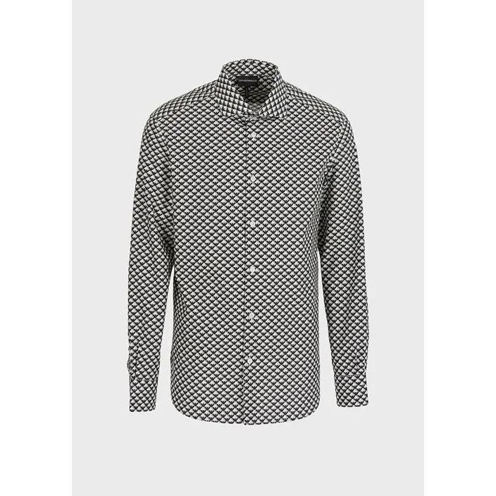 EMPORIO ARMANI SHIRT WITH ALL-OVER GRAPHIC DESIGN LOGO PRINT - Yooto