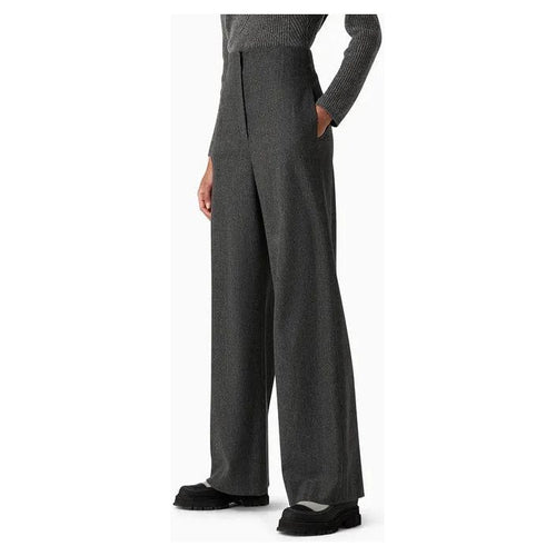 Load image into Gallery viewer, EMPORIO ARMANI HIGH-WAISTED TROUSERS IN VIRGIN-WOOL FLANNEL MÉLANGE - Yooto
