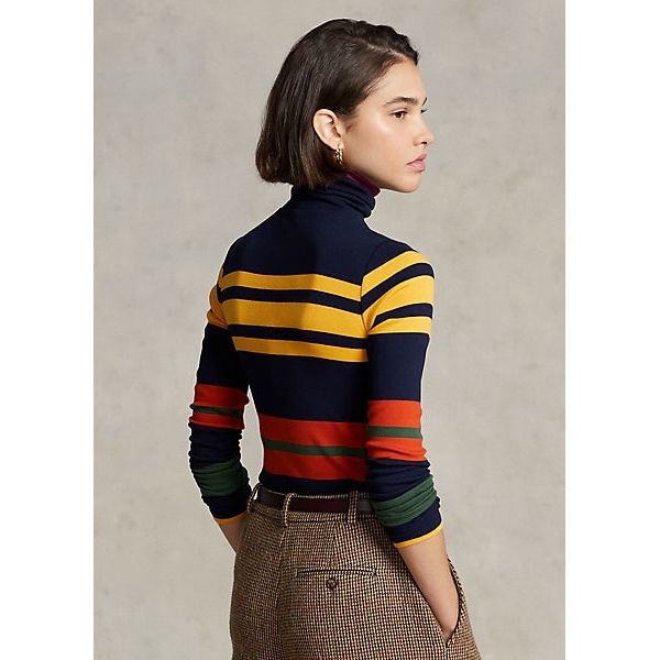 POLO RALPH LAUREN STRIPED CREST-PATCH ROLL NECK - Yooto