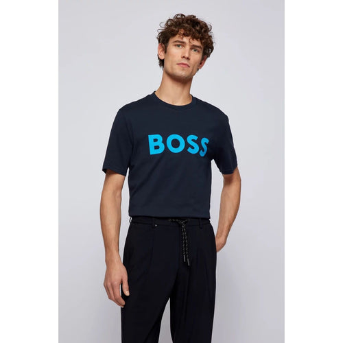 Load image into Gallery viewer, BOSS COTTON-BLEND T-SHIRT WITH LOGO GRAPHIC PRINT - Yooto
