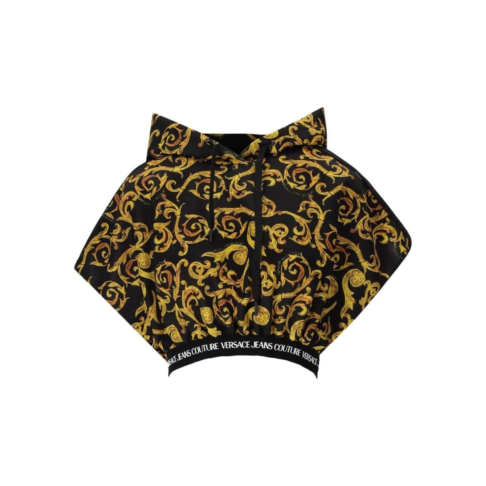 VERSACE JEANS COUTURE SKETCH COUTURE BLACK CROP HOODIE - Yooto