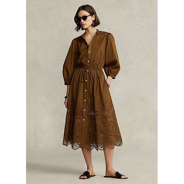 POLO RALPH LAUREN EYELET EMBROIDERED COTTON SHIRTDRESS Yooto