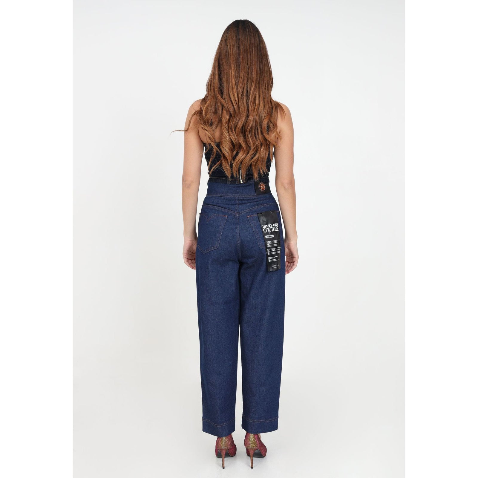 VERSACE JEANS COUTURE HIGH WAISTED DARK DENIM JEANS - Yooto