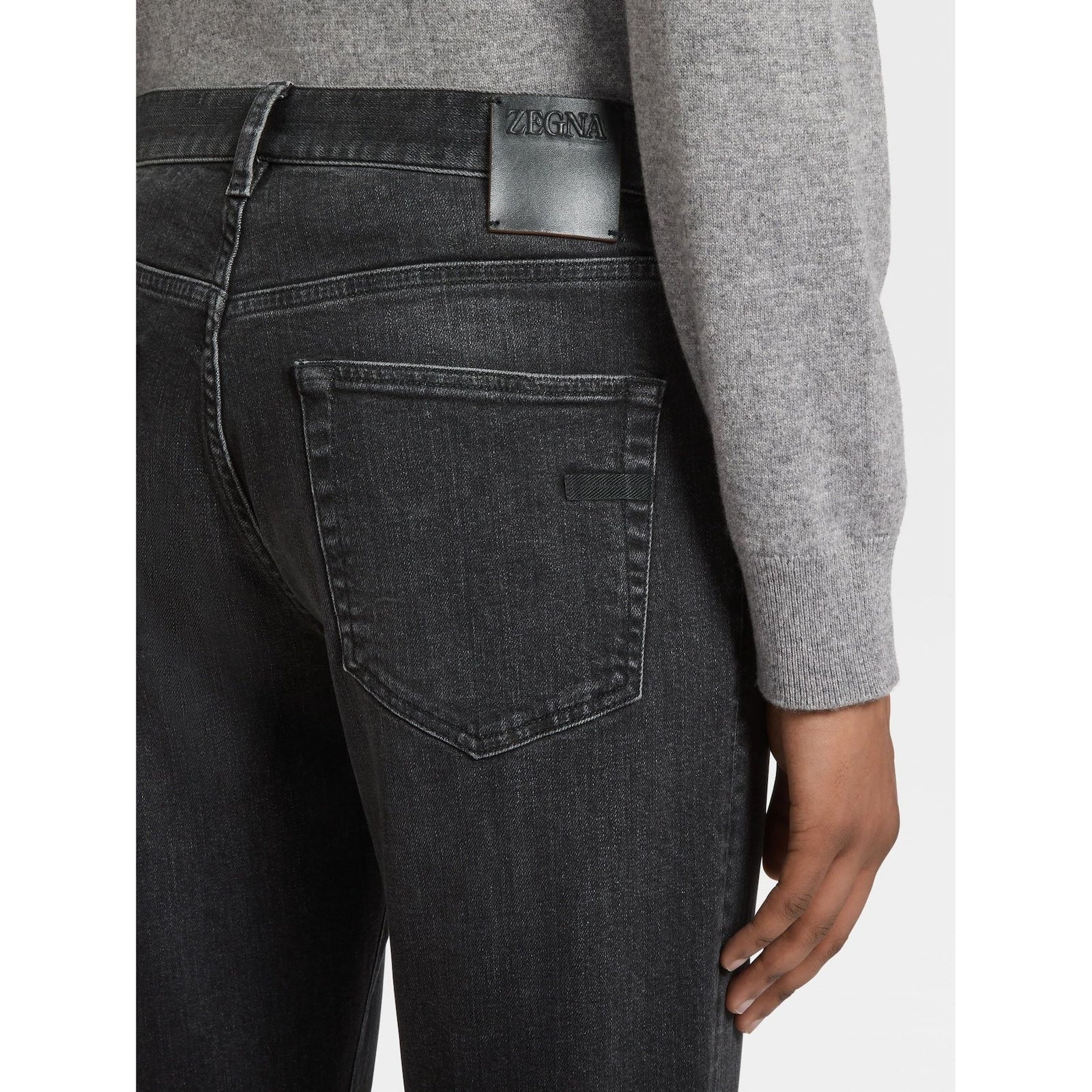 Dark Grey Stone Wash Comfort Cotton City 5-Pocket Jeans - Yooto