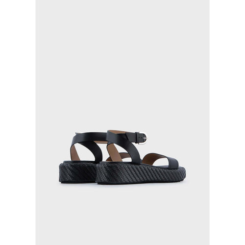 Load image into Gallery viewer, Leather sandals with mat wedge - Yooto
