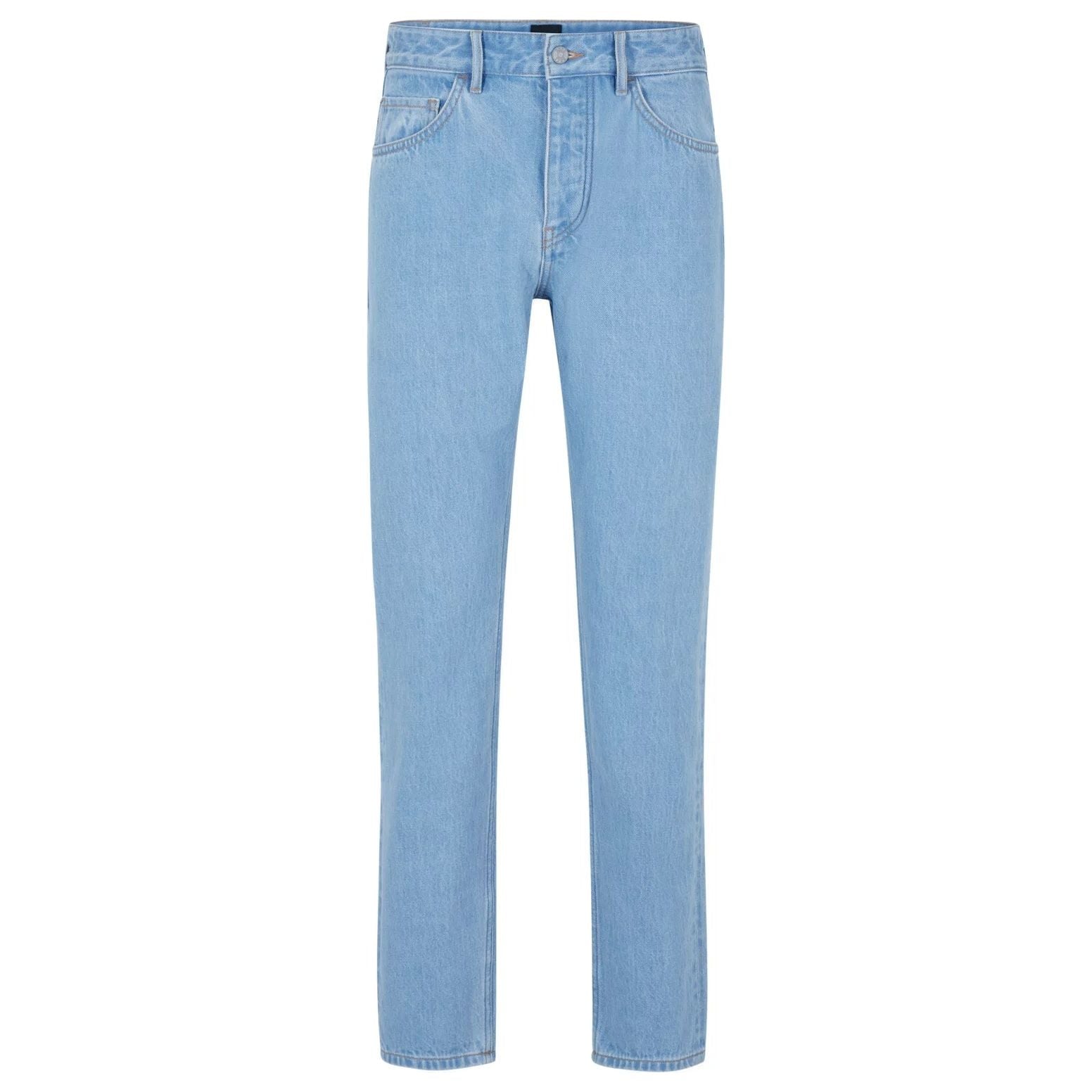 BOSS TAPERED-FIT JEANS IN BLUE PURE-COTTON DENIM - Yooto