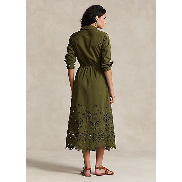 POLO RALPH LAUREN EYELET-EMBROIDERED COTTON SHIRTDRESS - Yooto