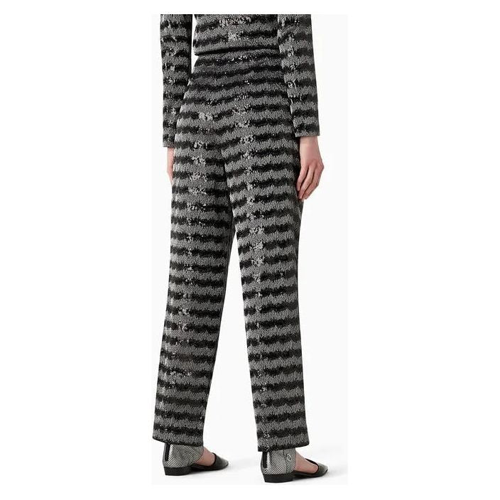 EMPORIO ARMANI CHEVRON MOTIF TROUSERS WITH ALL-OVER SEQUINS AND VELVET PEPLUM - Yooto