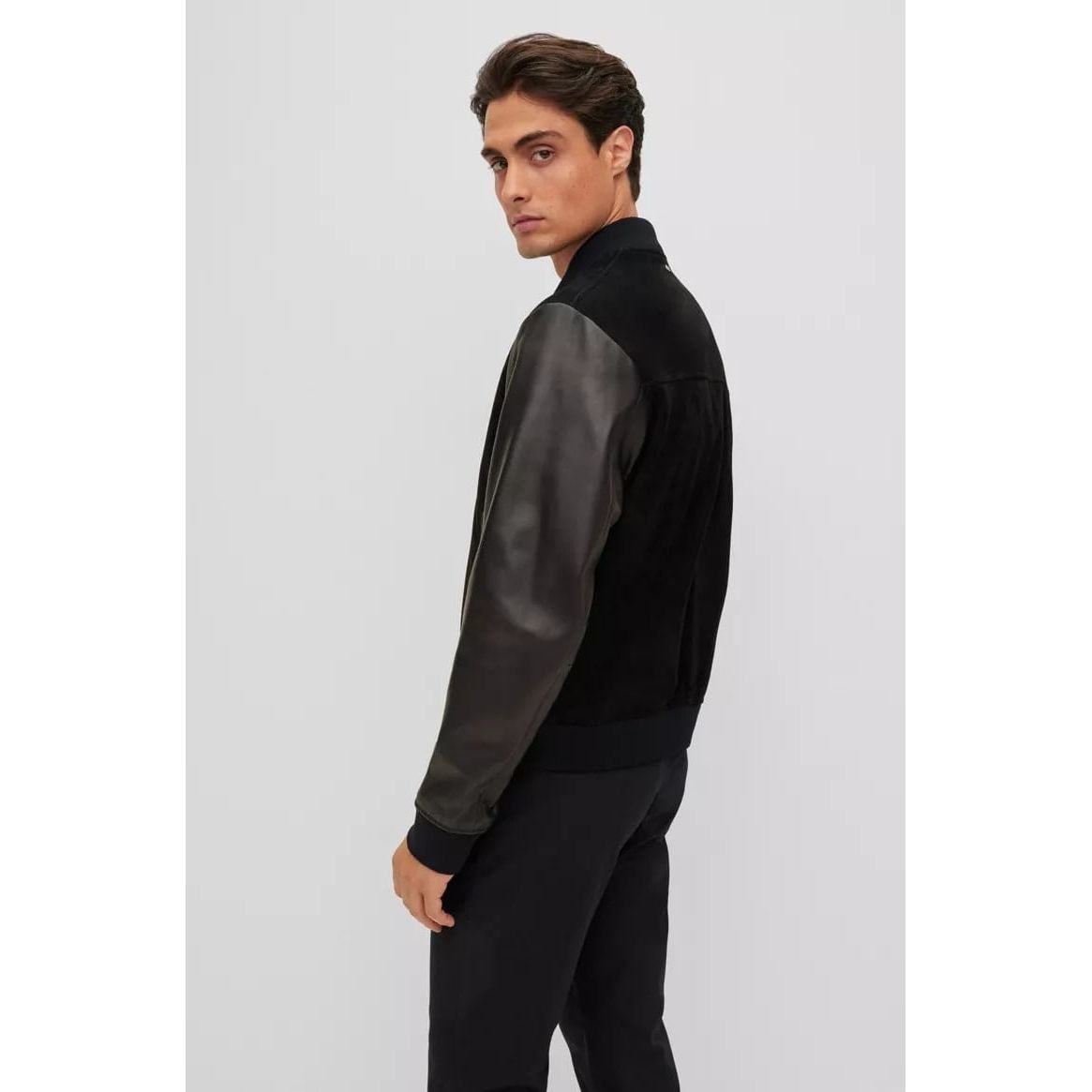 BOSS BOMBER JACKET IN SUEDE AND NAPPA LEATHER - Yooto