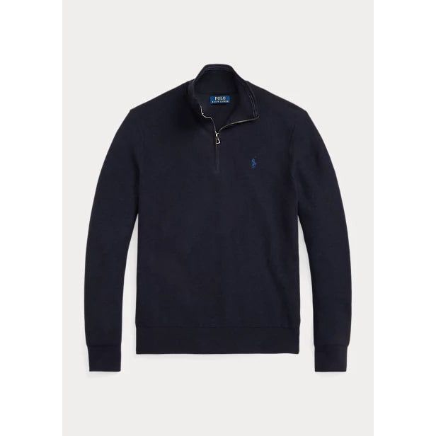 POLO RALPH LAUREN MESH-KNIT COTTON QUARTER-ZIP SWEATER - Yooto