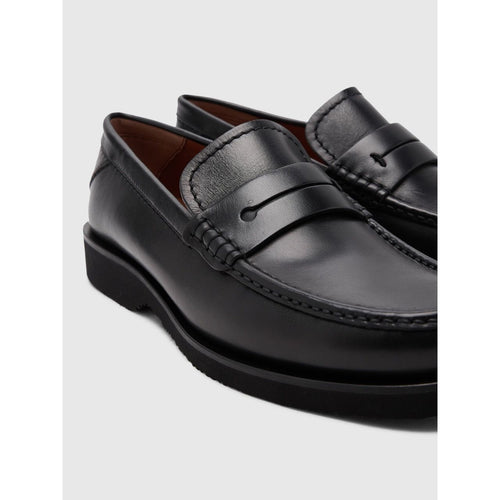 Load image into Gallery viewer, Black L&#39;Asola Smooth Leather Moccasin - Yooto
