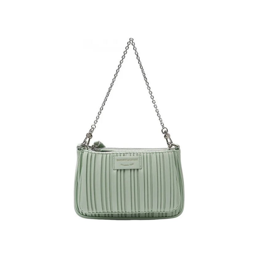 EMPORIO ARMANI ASV DOUBLE MINI SHOULDER BAG IN PLEATED, RECYCLED FAUX NAPPA LEATHER - Yooto