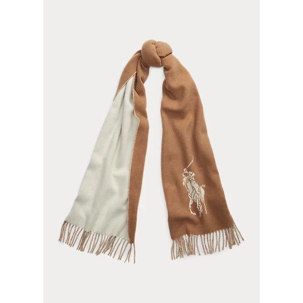 POLO RALPH LAUREN BIG PONY SCARF WITH FRINGES - Yooto