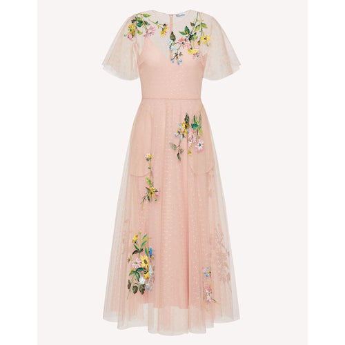 Load image into Gallery viewer, RED VALENTINO POINT D&#39;ESPRIT TULLE DRESS WITH FLORAL EMBROIDERY - Yooto
