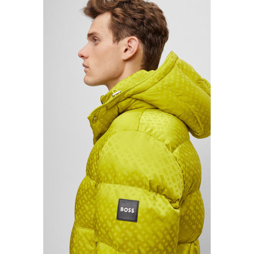 Load image into Gallery viewer, BOSS MONOGRAM-JACQUARD WATER-REPELLENT PADDED JACKET WITH HOOD - Yooto
