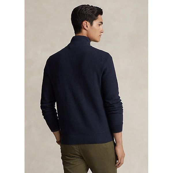 POLO RALPH LAUREN MESH-KNIT COTTON QUARTER-ZIP SWEATER - Yooto