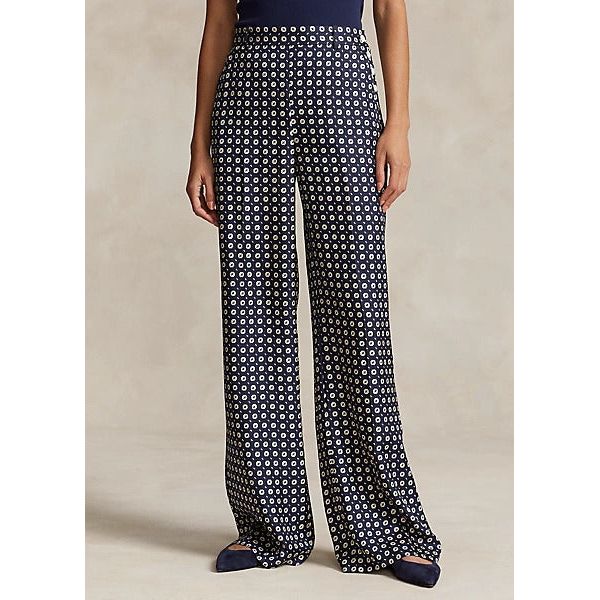 POLO RALPH LAUREN GEO-MOTIF SILK WIDE-LEG TROUSER - Yooto