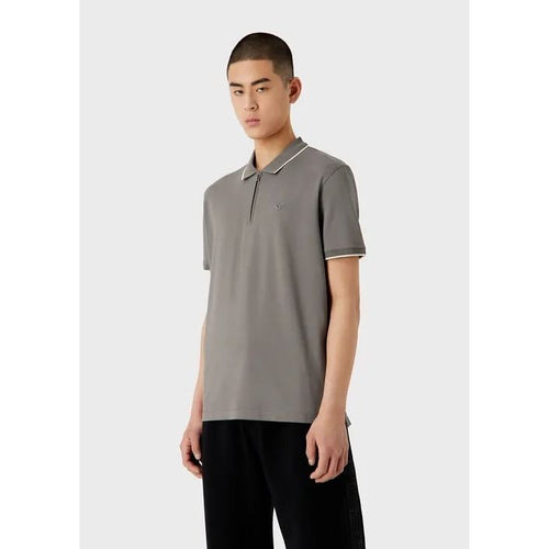 Load image into Gallery viewer, EMPORIO ARMANI MERCERISED PIQUÉ POLO SHIRT WITH ZIP AND MICRO EAGLE EMBROIDERY - Yooto
