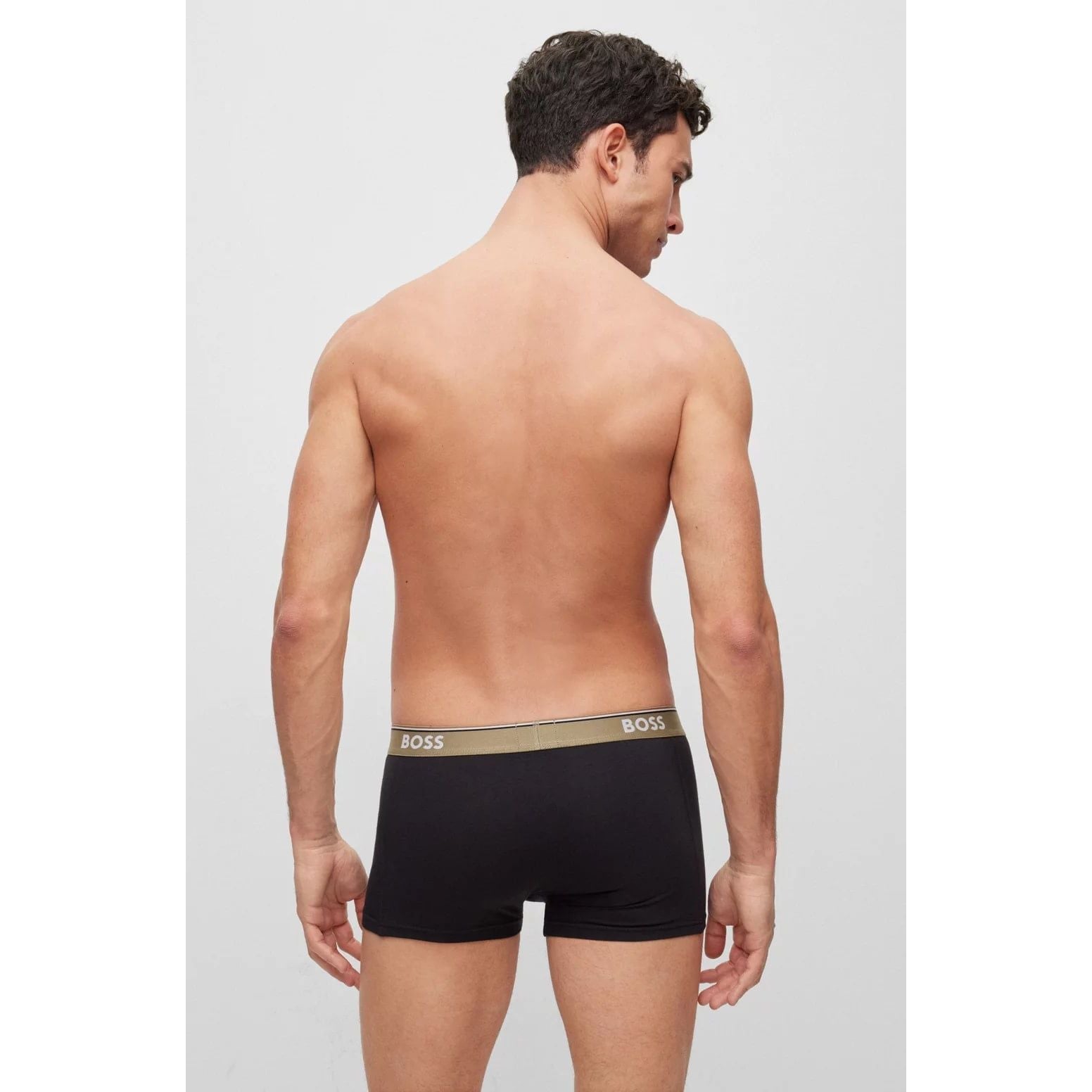 BOSS THREE-PACK OF LOGO-WAISTBAND TRUNKS IN STRETCH COTTON - Yooto