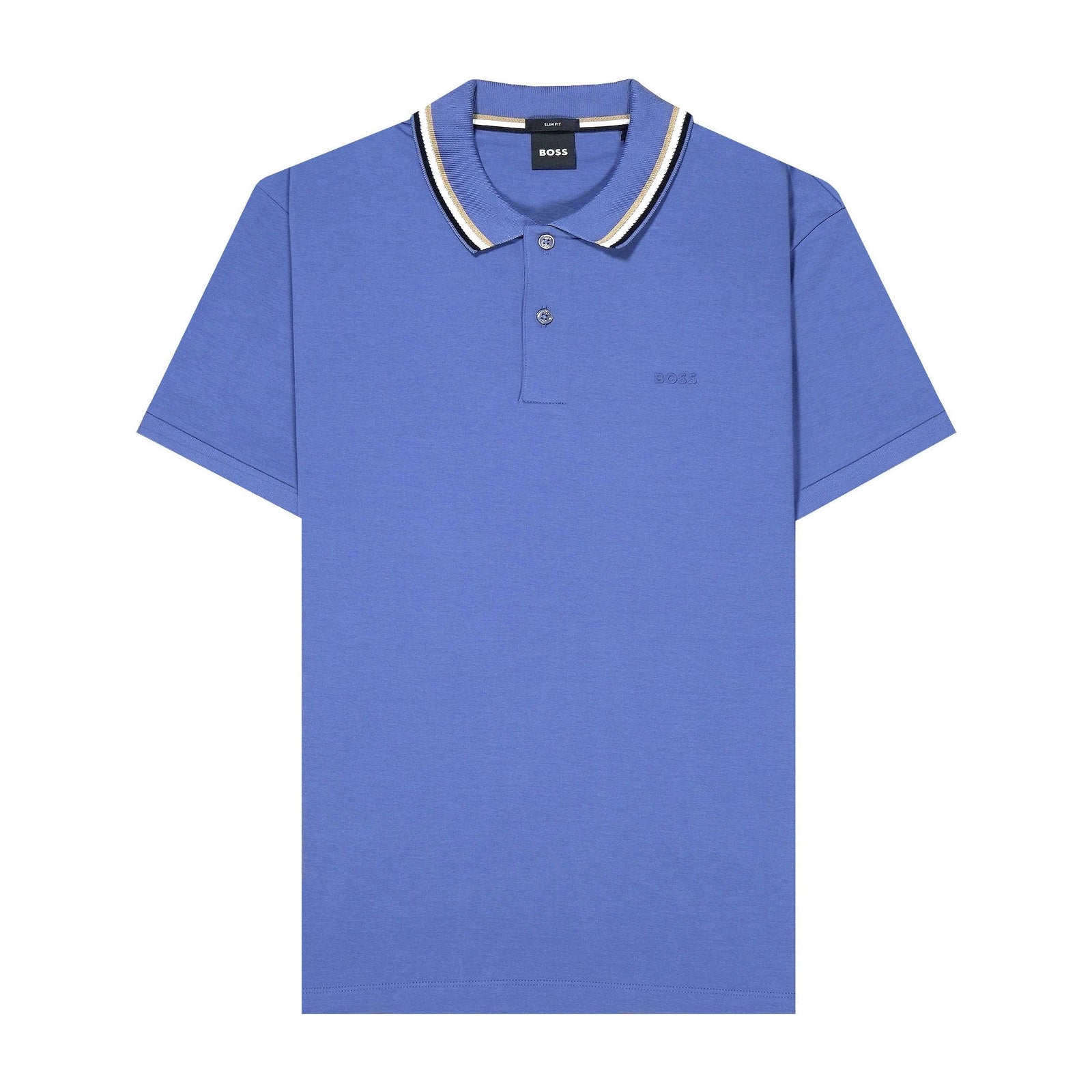 BOSS SLIM-FIT POLO SHIRT IN COTTON WITH STRIPED COLLAR - Yooto