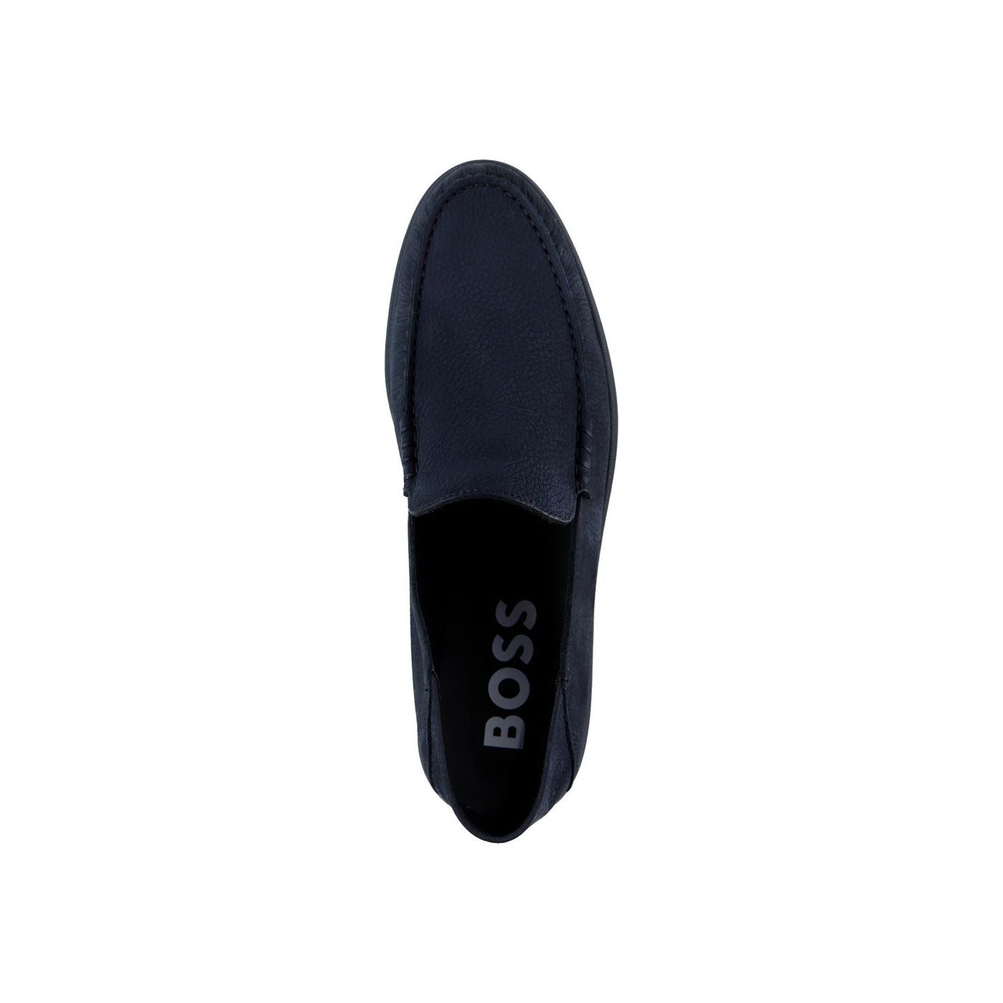 BOSS NUBUCK MOCCASINS WITH EMBOSSED LOGO AND APRON TOE - Yooto