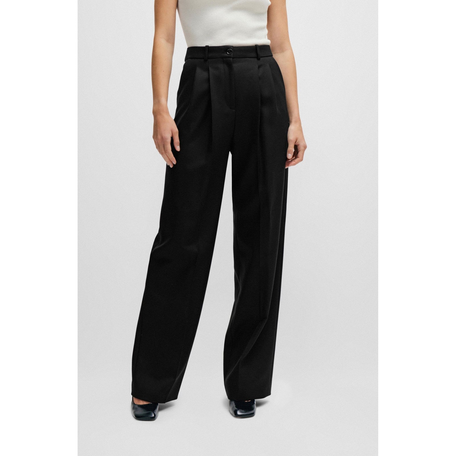 BOSS REGULAR-FIT TROUSERS IN VIRGIN-WOOL TWILL - Yooto