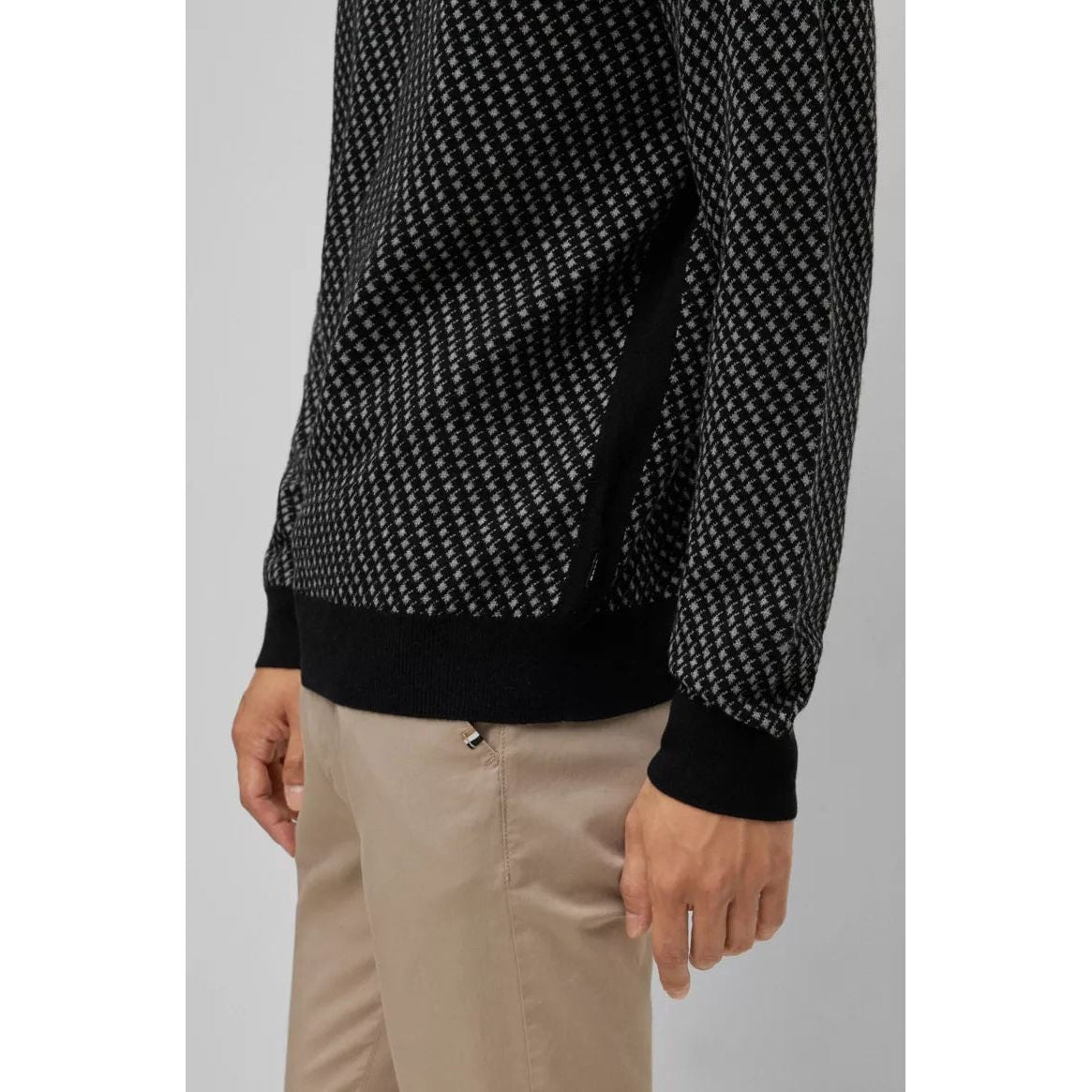 BOSS JACQUARD-PATTERNED SWEATER IN VIRGIN WOOL WITH COTTON - Yooto