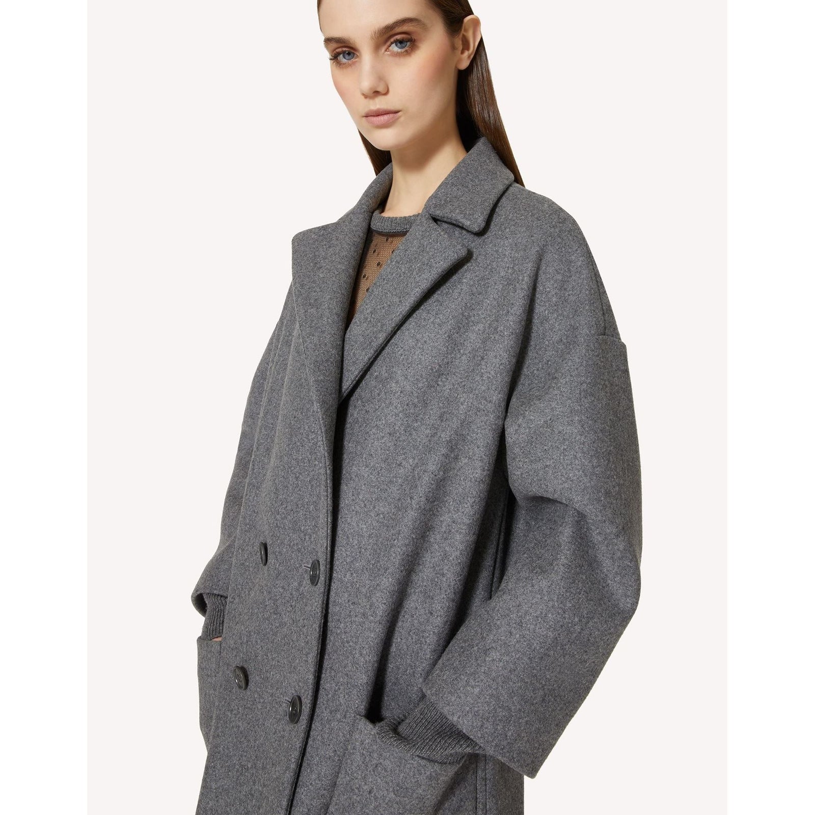 RED VALENTINO MELANGE WOOL COAT - Yooto