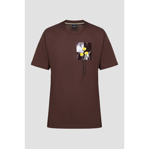 Load image into Gallery viewer, BOSS INTERLOCK-COTTON T-SHIRT WITH FAUX FLOWER PETALS - Yooto
