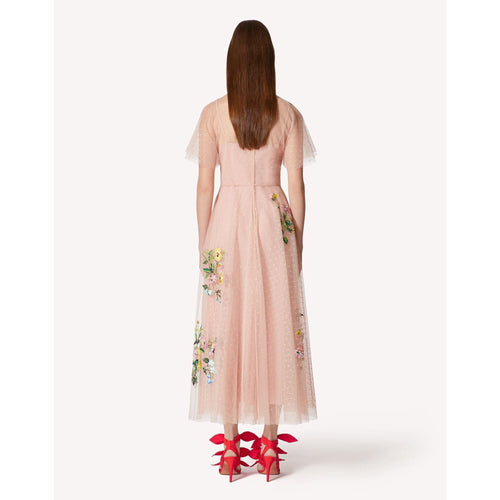 Ներբեռնեք պատկերը Պատկերասրահի դիտիչում՝ RED VALENTINO POINT D&#39;ESPRIT TULLE DRESS WITH FLORAL EMBROIDERY - Yooto
