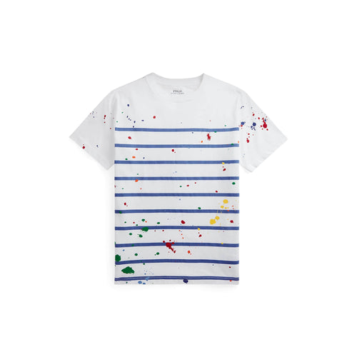 Load image into Gallery viewer, Paint-Splatter Striped Cotton Tee - Yooto

