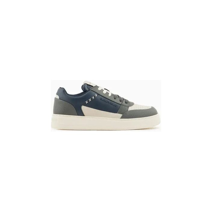 EMPORIO ARMANI ASV REGENERATED-LEATHER SNEAKERS WITH STITCHING DETAILS - Yooto