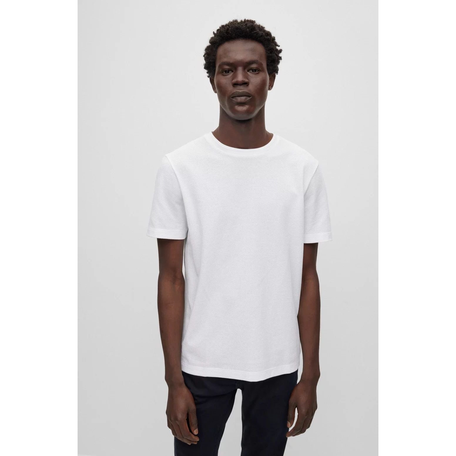 BOSS COTTON-BLEND T-SHIRT WITH BUBBLE-JACQUARD STRUCTURE - Yooto