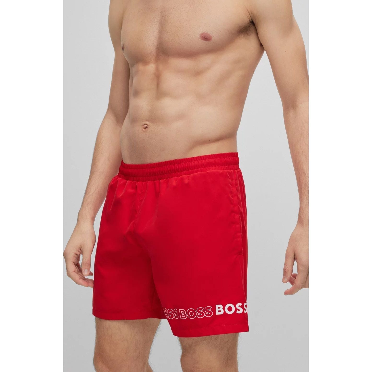 BOSS RECYCLED-MATERIAL SWIM SHORTS WITH REPEAT LOGOS - Yooto