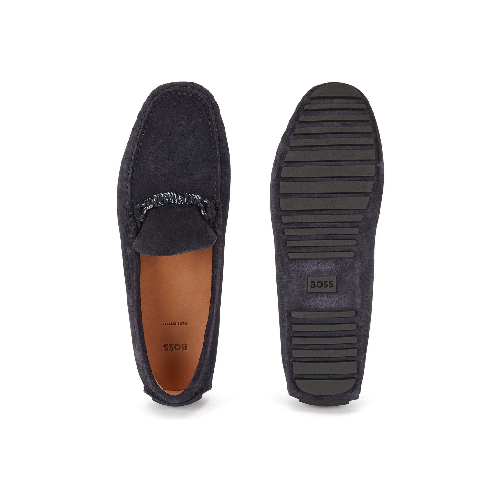 SUEDE SLIP-ON MOCCASINS WITH BRANDED CORD TRIM - Yooto